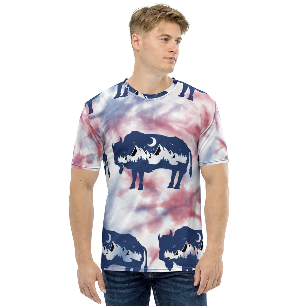 silhouette of a landscape and a bison Men's t-shirt
