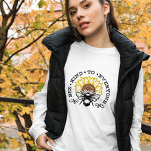 Load image into Gallery viewer, Bee kind to everyone black and yellow Unisex Long Sleeve Tee
